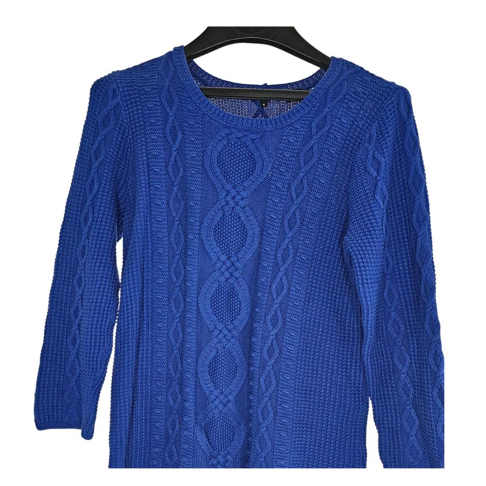Blue cable knit cotton sweater